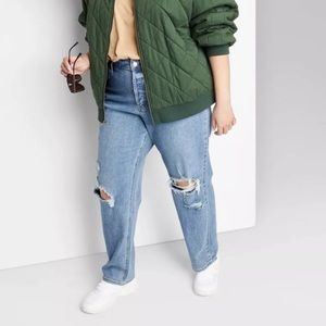 Womens high rise distressed jeans